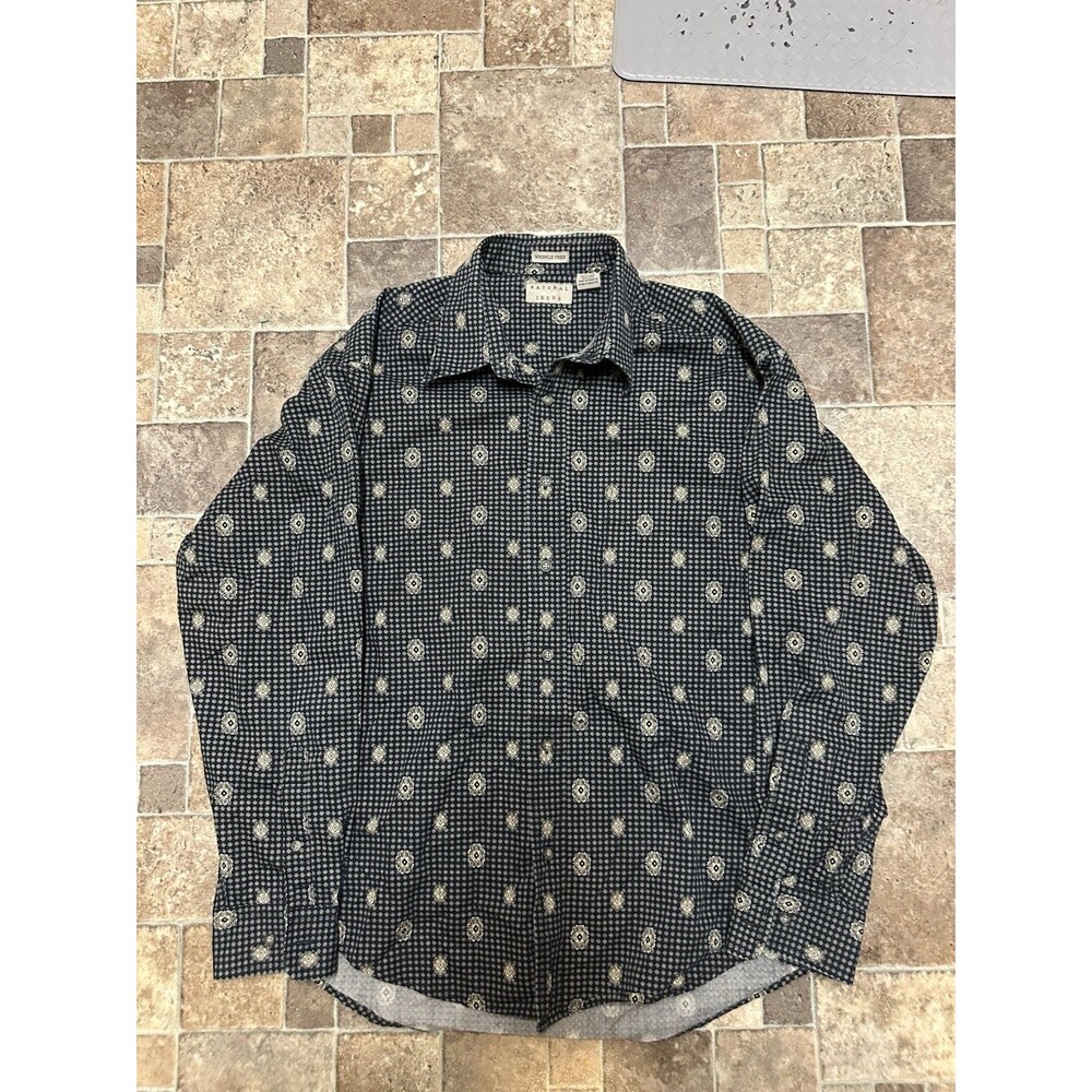 Natural Issue Shirt Men's Large Black, Gold Long Sleeve Button Down